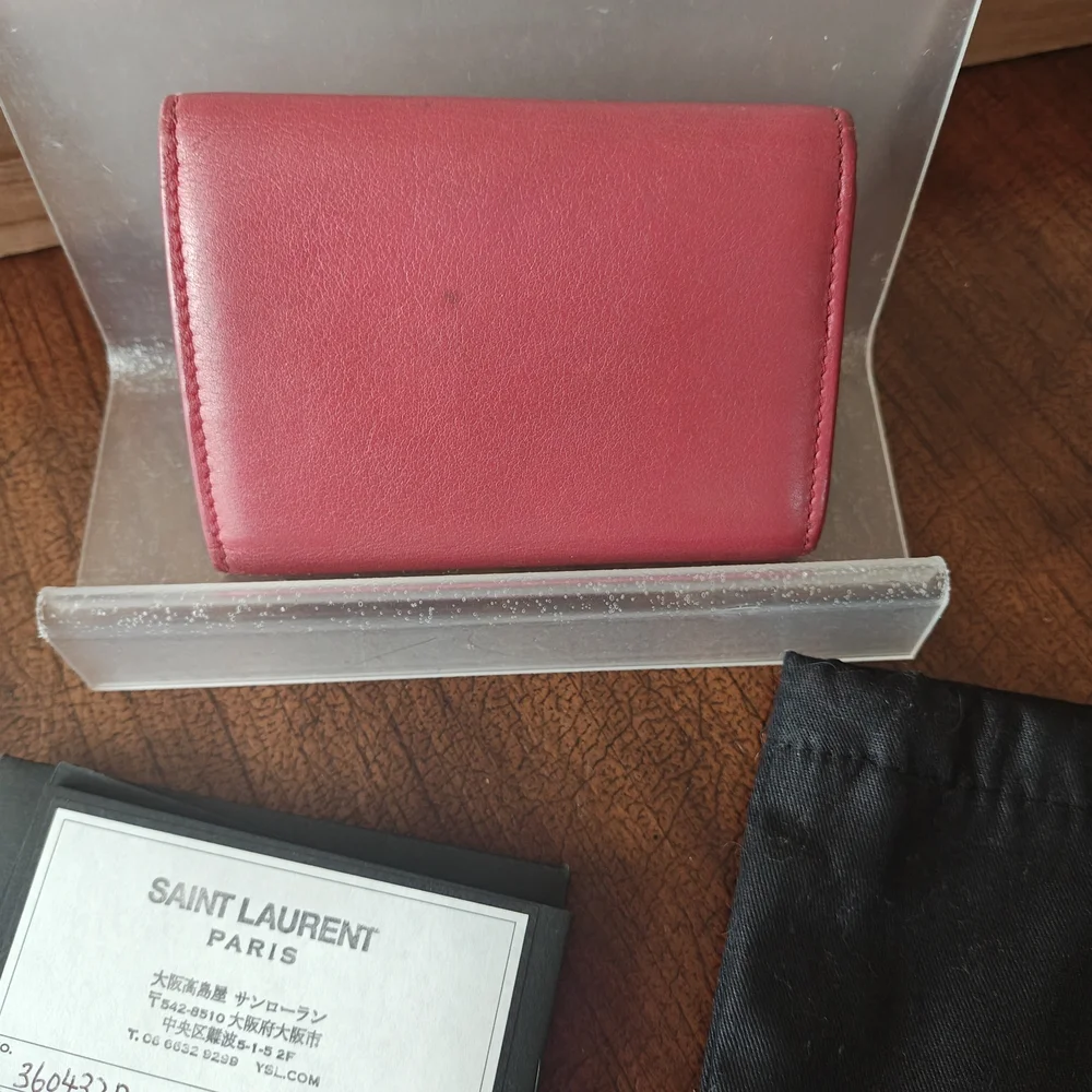 Saint Laurent Pink Leather Card & Key Holder